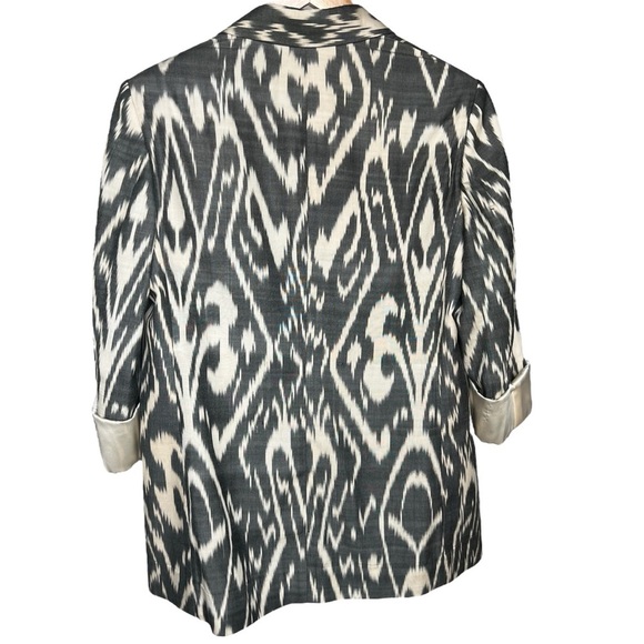 Oscar De La Renta SS19 Runway Ikat Print Caftan Silk Blend Blazer Size 10 - Picture 3 of 16